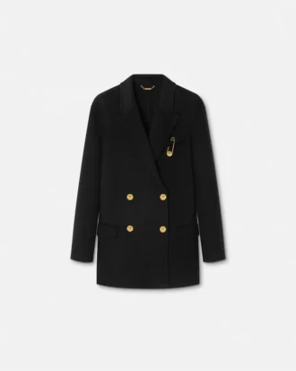 Abrigo tipo peacoat de doble botonadura con mezcla de cachemira