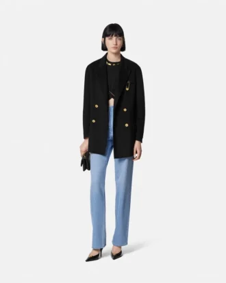 Abrigo tipo peacoat de doble botonadura con mezcla de cachemira