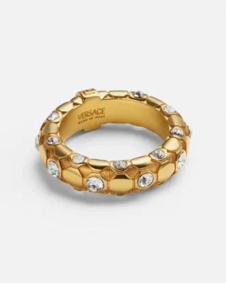 Anillo de malla metálica con cristales