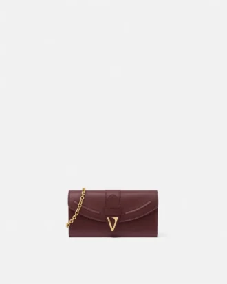 Billetera de cuero con cadena V