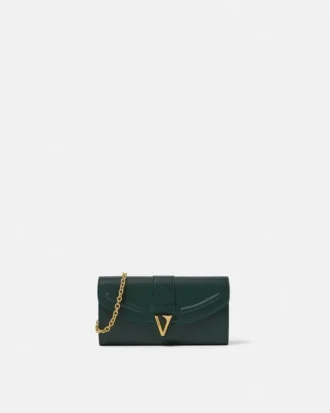 Billetera de cuero con cadena V