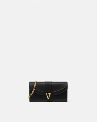 Billetera de cuero con cadena V