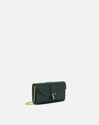 Billetera de cuero con cadena V