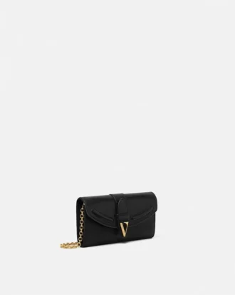 Billetera de cuero con cadena V