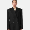 Blazer cruzado de lana a rayas Blazer cruzado de lana a rayas