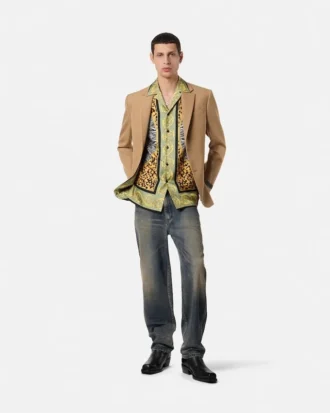Blazer de lana mezclada de un solo pecho