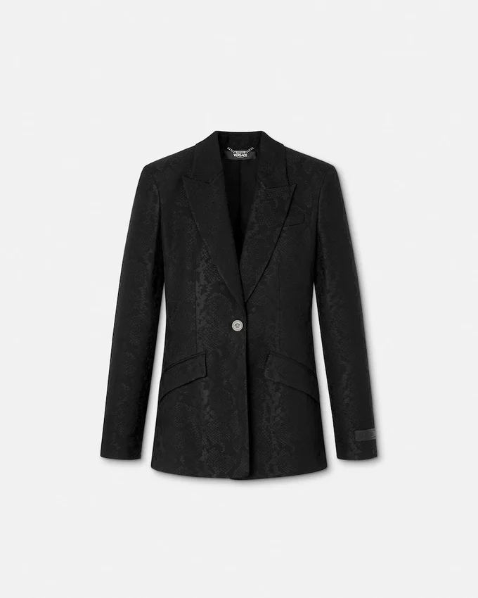 Blazer de mezcla de lana con jacquard de pitón Blazer de mezcla de lana con jacquard de pitón
