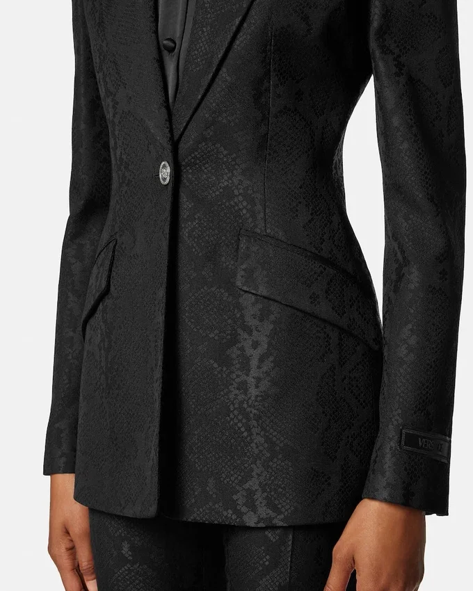 Blazer de mezcla de lana con jacquard de pitón Blazer de mezcla de lana con jacquard de pitón