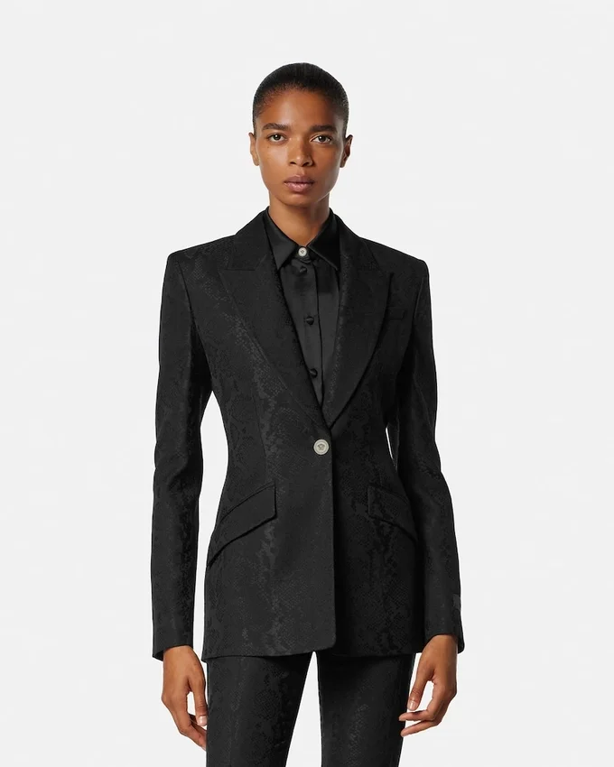 Blazer de mezcla de lana con jacquard de pitón Blazer de mezcla de lana con jacquard de pitón
