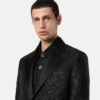 Blazer de un solo pecho con jacquard de leopardo Blazer de un solo pecho con jacquard de leopardo