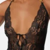 Body con ribete de encaje bordado Body con ribete de encaje bordado