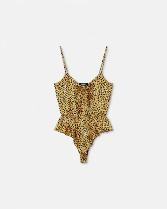 Body de seda con estampado de guepardo