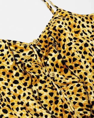 Body de seda con estampado de guepardo