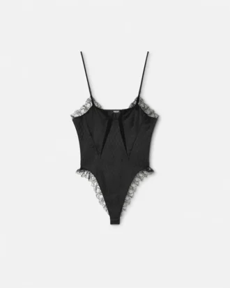 Body de seda jacquard con estampado en V