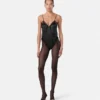Body de seda jacquard con estampado en V
