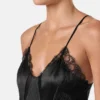 Body de seda jacquard con estampado en V