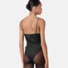 Body de seda jacquard con estampado en V