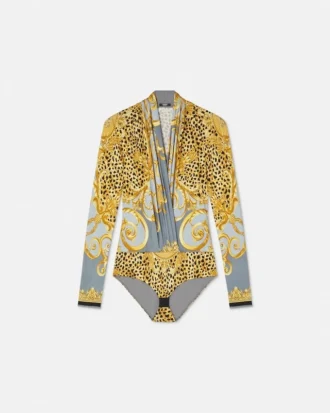 Body drapeado con estampado de guepardo
