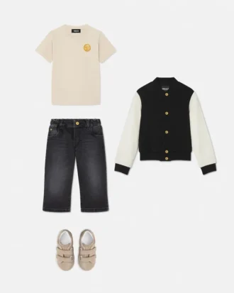 Bomber infantil estampada de algodón