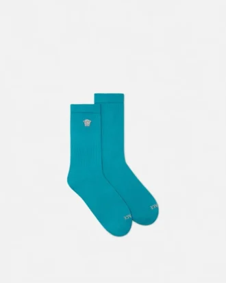 Calcetines de algodón acanalados con bordado
