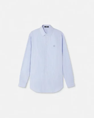 Camisa a rayas con Medusa bordada
