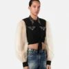 Camisa corta de georgette con tachuelas Camisa corta de georgette con tachuelas