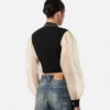 Camisa corta de georgette con tachuelas Camisa corta de georgette con tachuelas