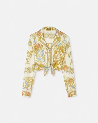 Camisa corta de seda con nudo Underwater Barocco
