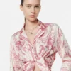 Camisa corta de seda con nudo Underwater Barocco