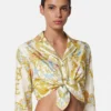 Camisa corta de seda con nudo Underwater Barocco