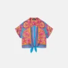 Camisa corta estampada de sarga de seda para niño