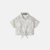 Camisa corta estampada de sarga de seda para niño