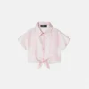 Camisa corta estampada de sarga de seda para niño