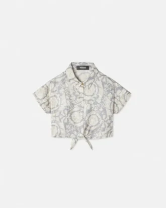 Camisa corta estampada de sarga de seda para niño
