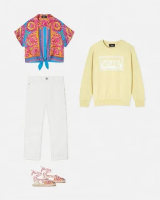 Camisa corta estampada de sarga de seda para niño