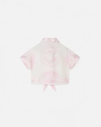 Camisa corta estampada de sarga de seda para niño