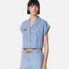 Camisa cuadrada de cambray con jacquard Barocco Camisa cuadrada de cambray con jacquard Barocco
