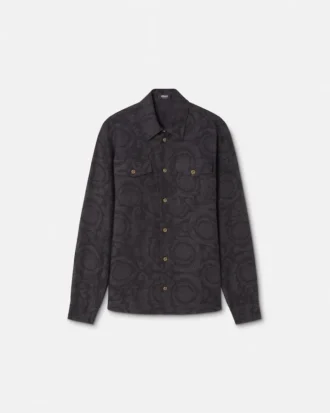 Camisa de denim jacquard Barocco
