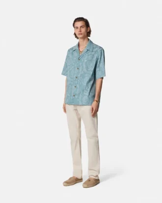 Camisa de denim jacquard Barocco