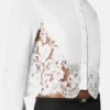 Camisa de popelín de algodón con ribete de encaje