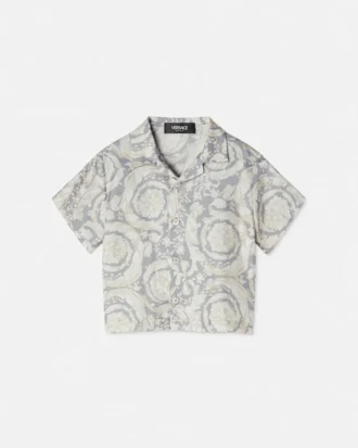 Camisa de sarga de seda estampada para niño