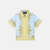 Camisa de sarga de seda estampada para niño Camisa de sarga de seda estampada para niño