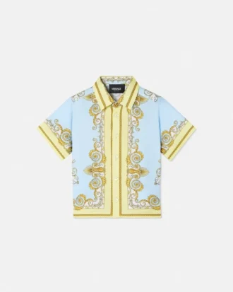 Camisa de sarga de seda estampada para niño