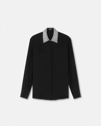 Camisa entallada de crepé de seda cristalina