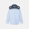 Camisa estampada de popelín de algodón a rayas