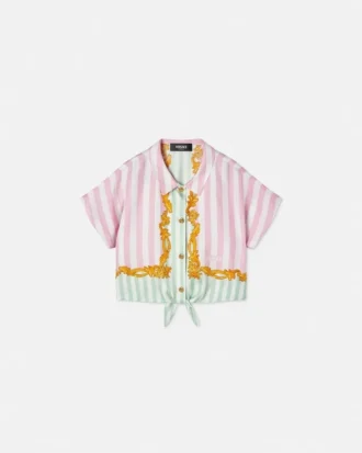 Camisa infantil de seda a rayas Barocco