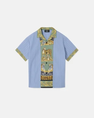 Camisa infantil estampada de popelín de algodón a rayas