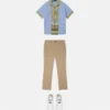 Camisa infantil estampada de popelín de algodón a rayas