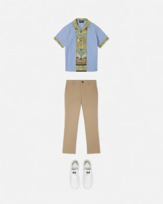 Camisa infantil estampada de popelín de algodón a rayas