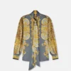 Camisa Lavallière de seda con estampado de guepardo